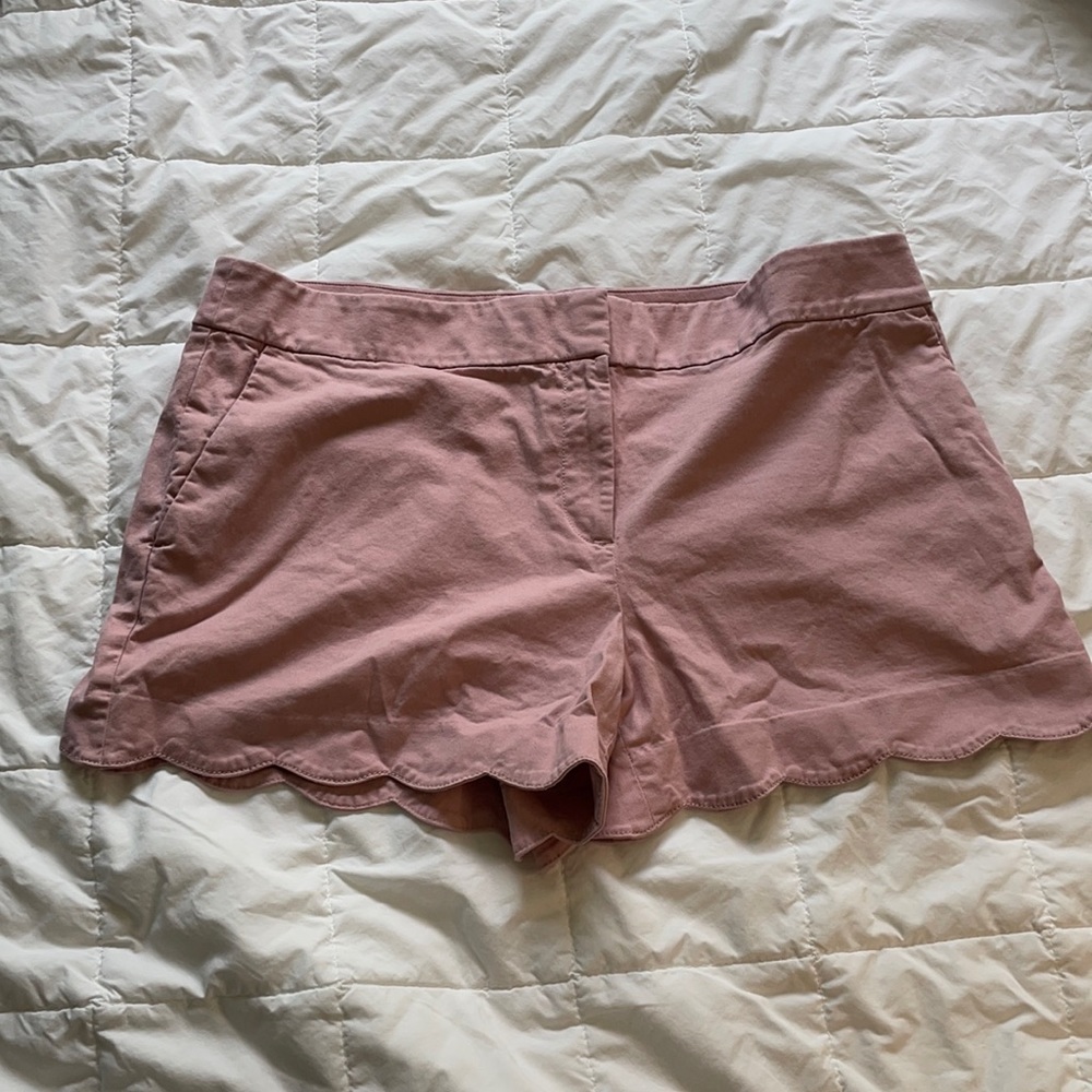 LOFT Dusty Rose Pink Scallop Cotton Shorts